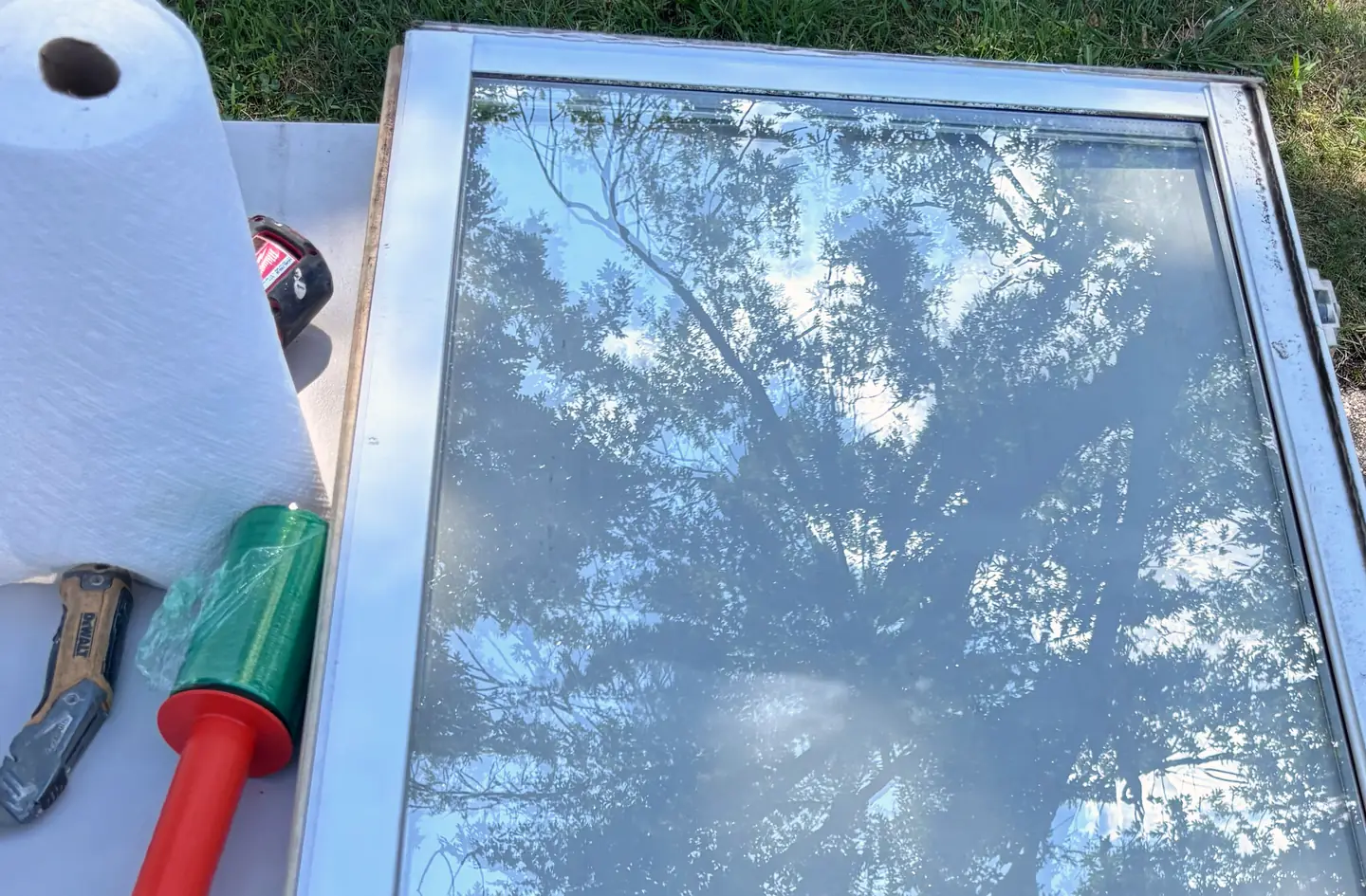 A new insulated glass unit lying on a work table